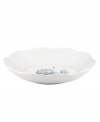 A taste of country living from Lenox. Crafted of elegant white porcelain with a whimsical springtime motif, the Butterfly Meadow Basket pasta bowl combines a scalloped edge and textured border for unparalleled charm. Qualifies for Rebate