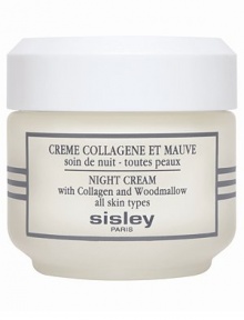 A firming night cream to help prevent the appearance of fine lines and wrinkles. Skin retains a soft, firm and well-toned appearance. Formulated with a high concentration of soluble collagen to prevent skin aging and woodmallow for its softening action. With regular use, this cream helps to: Minimize the appearance of fine lines and wrinkles Store skin's energy and vitality for a youthful look 1.6 oz.