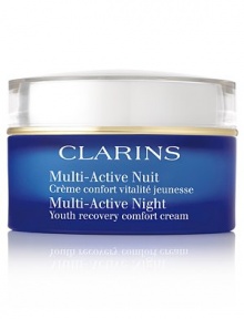 Say Goodnight to Early Wrinkles. Youth recovery cream with the benefits of eight hours of sleep in a jar to help renew and repair your skin. Multi-Active Night Cream complement the day creams with repairing and correcting actions, respectively. Multi-Active Night Youth Recovery creams help skin recover this sleep debt and helps restore cellular renewal. Skin looks more refreshed upon waking and the appearance of fine lines and wrinkles are diminished. 1.7 oz. 