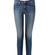 With a cool blue wash and flattering ankle cut, J Brand Jeans ankle zip skinnies are destined to be your four-season favorites - Classic five-pocket styling, skinny leg, mid-rise, hidden outside ankle zips - Form-fitting, ankle length - Pair with an oversized knit, a leather jacket, and high-heel boots