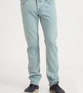 Classic straight-leg fit, in a light-blue wash that lends a summery feel, shaped in cool, comfortable cotton.Five-pocket styleInseam, about 33CottonMachine washImported