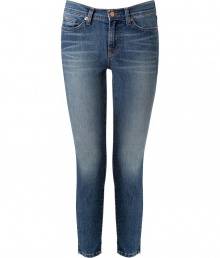 With a cool blue wash and flattering ankle cut, J Brand Jeans ankle zip skinnies are destined to be your four-season favorites - Classic five-pocket styling, skinny leg, mid-rise, hidden outside ankle zips - Form-fitting, ankle length - Pair with an oversized knit, a leather jacket, and high-heel boots