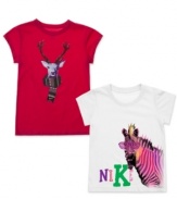 She can answer the call of wild style with these fierce animal graphic tees from Nike Action.