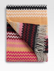 A special accent on the edge of a bed or sofa in a cozy and colorful, wool-blend chevron design. 51 X 75 Wool/polyester; machine wash Made in Italy