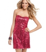 A sequined, sweetheart neckline mini dress from Sugar & Spice means it's going to be a night to remember!