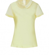 With its sweet round collar and glistening silk-satin, Steffen Schrauts short sleeve top is workweek essential packed with pairing possibilities - Round collar, short sleeves, slit with button closure at nape - Softly tailored fit - Wear with a pencil skirt and heels, or dress down with skinny jeans and your favorite flats