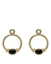 Onyx cabochon charms in 14K gold hoops add antique glamour to your PANDORA french wire or hoop earrings.