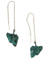 A natural beauty. RACHEL Rachel Roy's leaf-inspired earrings flaunt a green patina finish. Crafted in worn gold tone mixed metal. Approximate drop: 3-1/4 inches.