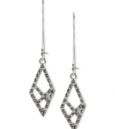 Diamond shapes can be your best friend with these pull-through drop earrings from Kenneth Cole New York. Crafted from silver-tone mixed metal, the pair is adorned with black glass pave accents for a stunning effect. Approximate drop: 2-1/2 inches.