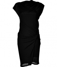 Work a modern edge into your Little Black Dress favorites with See by Chlo?s allover draped sheath - Round neckline, cap sleeves, allover draping, spaghetti strap slip lining - Form-fitting - Wear with colorful accessories and statement jewelry