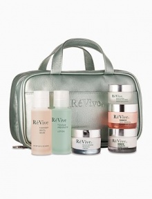 This limited-edition travel set features Renewal skincare bestsellers in travel-sizes, hand-selected by Dr. Brown. The Renewal Collection speeds up cell turnover and brings young skin cells to the surface more quickly. These anti-aging treatments help visibly texturize skin to bring back luminosity and radiance.  Set includes: 1 oz. Moisturizing Renewal Cream, 0.5 oz. Moisturizing Renewal Eye Cream, 1 oz. Sensitif Cellular Repair Cream SPF 15, 1 oz. Fermitif Neck Renewal Cream SPF 15, 2 oz.