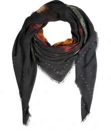 Unleash your wild side and elevate streamlined Downtown looks with London It-label Vassilisas fox print scarf - Super soft and lightweight, large square shape, frayed edges - Wear bandana style and pair with everything from jeans and leather jackets to fitted sheaths and blazers