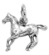 One of the most beautiful creatures in nature is here rendered in pure 14k white gold. Display this horse charm upon any chain as a reminder of its grace. Chain not included. Approximate drop length: 1/2 inch. Approximate drop width: 1/2 inch.