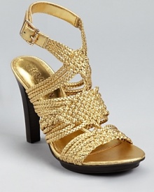 Glamorous in gold, these Lauren by Ralph Lauren sandals are gilded and gleaming. Pair them with their weight in golden bangles for a look that's positively chic.