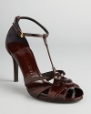 Bridal polished leather lends these Burberry high heel sandals a special air of refinement.