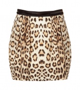 With a flirty silhouette and a bold animal print, this chic mini skirt from Robert Cavalli is a new-season must-have - Banded waist with black trim, tulip silhouette with front pleats, mini length, concealed side zip closure - Style with a feminine blouse, a boyfriend blazer, and platform pumps