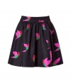 Party-perfect and versatile, this bird printed skirt from Marc by Marc Jacobs brings quirky-cool style to any ensemble - Wide elasticized waistband, pleated, flared silhouette, all-over bird print - Pair with a kittenish tie-neck blouse, a cropped cardigan, and peep-toe heels