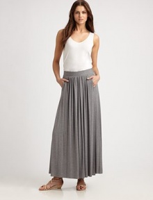 Softly gathered details give this long, knit skirt with a comfortable, elasticized waistband, instant appeal.Elasticized waistbandAbout 43 long96% modal/4% elastaneHand washImported Model shown is 5'10 (177cm) wearing US size Small. 