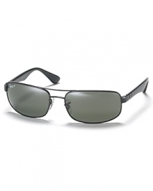 Men's rectangular frame sunglasses with polorized lenses and double bridge design for a classically cool look.