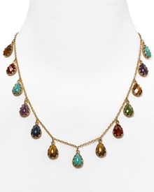 Inject a dose of exotic appeal with this color-rich necklace from Lauren Ralph Lauren, featuring an array of multi hued stones. Crafted of gold plated metal, it's the perfect piece to elevate your look from ordinary to opulent.