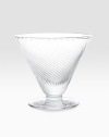 A stemless, mouthblown martini glass weds modern design with classic style thanks to a gentle, wrap-around texture. From the Twirl CollectionGlass3¾H X 3½ diam.Dishwasher safeImported 