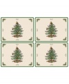 Bring Spode's iconic holiday pattern to your casual table in a fresh new way with sturdy, cork-back Christmas Tree placemats.