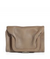 Contemporary and ultra unique, Maison Martin Margielas taupe fold-over wallet is a cool modern choice for stashing away your essentials - Coin purse, credit card slots, bill fold - Its intelligent design will make you want to leave your handbag at home