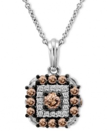 Sparkle and shine. Le Vian's stunning square-shaped pendant combines round-cut chocolate diamonds (3/8 ct. t.w.) and white diamond accents. Set in 14k white gold. Approximate length: 18 inches. Approximate drop: 5/8 inch.