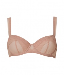 With a seductive fit and d?colletage-enhancing padded cups, this Chantal Thomass bra will help turn up the heat - Soft cups, draped sweetheart overlay, solid nude bra with sheer nude overlay, wide adjustable straps, back hook and eye closure - Perfect under a low cut cocktail dress or with matching panties for stylish lounging