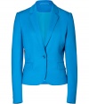 With its sharply tailored fit and timeless classic styling, Hugos bright blazer is a workweek essential - Peaked lapel, long sleeves, buttoned cuffs, single button closure, front flap pockets - Slightly shorter, tailored fit - Pair with a crisp white shirt and jeans, or dress up for work with a pencil skirt and peep-toes