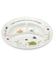 Only the best for baby. The Butterfly Meadow divided dish from Lenox features the colorful garden motif parents love, but in a design that's ideal for kids. Adorned with A child's world is fresh and new and beautiful; full of wonder and excitement.