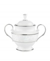 A sweet lace pattern combines with platinum borders to add graceful elegance to your tabletop. The classic shape and pristine white shade make this sugar bowl a timeless addition to any meal. From Lenox's dinnerware and dishes collection. Qualifies for Rebate