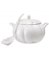 Carve out a space on the harvest table for Pumpkin serveware. At once festive and elegant, Martha Stewart Collection's figural soup tureen is crafted of glazed white porcelain to complement any setting. Includes coordinating ladle.