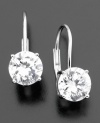 Add that extra sparkle to your style with glistening drops of round-cut cubic zirconia (2 ct. t.w.). Earrings set in sterling silver and finished in platinum, by CRISLU.