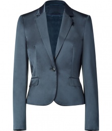 Sophisticated classic grey jacket from Hugo by Hugo Boss - Update your work wardrobe with this chic yet modern blazer - Lovely grey-blue stretch cotton in a fitted cut - Wear with slim trousers, a feminine blouse, and platforms for a glam work look - Try with a pencil skirt, stockings, and heels