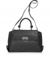 Luxurious bag in fine black leather - A modern classic from the Italian luxury label Salvatore Ferragamo - Cool, trendy shopper shape, elegant and practical - With fashionable flap and turn lock - Short carry handle and a long shoulder strap - For day and evening - Suitable for both office outfits as well as leather looks