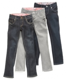 A sassy straight-leg style is a grown-up way for her to wear her favorite Levi's.