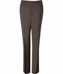 These classic cut pants inject instant elegance to your workweek look - Slim cut, straight leg, front crease detail, front pockets, back welt pockets with button - Pair with a matching blazer, a punchy printed button down, and oxfords