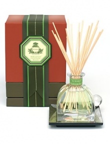 An exhilarating fragrance filled with Lime and Orange Blossoms, and surrounded by the beauty of Night-Blooming Sampaguita, Honeysuckle, and Jasmine. Amber Woods, Smoky Patchouli and Oak Moss add depth to a velvety smooth background. Presented in a signature Italian perfume bottle with glass stopper, and includes a hand-made antiqued mirrored tray, which adds a special luxurious finishing touch and protects whatever surface upon which it is placed. 7.4 oz.