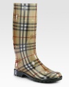 Brighten rainy days with this ultra-protective essential featuring the iconic Burberry check. Rubber heel, 1 (25mm)Shaft, 12½Leg circumference, 14¼Rubber upperPull-on styleJersey liningRubber solePadded insoleMade in Italy