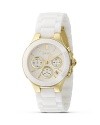 DKNY Medium Gold Plate and White Ceramic Watch, 38.5