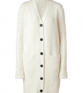 A new-season essential, this neutral oversized cardigan from McQ Alexander McQueen will pull-together any look - V-neck, front button placket, long sleeves with folded cuffs, patch pockets, chunky knit - Pair with jeans, a cashmere pullover, and high heel booties