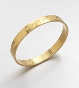 A radiant 12k goldplated design with a inspiring message. 12K goldplated zincDiameter, about 2.5Slip-on styleImported 