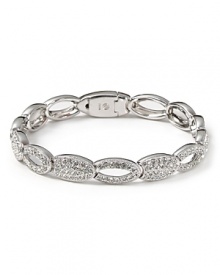 Shape meets sparkle on this silvery link bracelet from Lora Paolo, featuring inset crystals and a delicate oval design. It's classic lines make it an elegant accessory for evening.