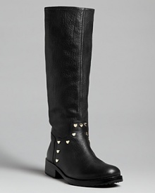 Adore the equestrian look? Pull on these Love Moschino riding boots, punched up with the sweetest heart-shaped studs.