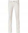 Luxe denim designer Seven for All Mankind returns with a must-have classic off-white jean in stretch cotton - Traditional five-pocket style features, revets, belt loop, and signature stitching on back pockets - Lean legs create flattering fit while stretch fabric provides comfort - Pair for many occasions, dressed up with boots and a button-down shirt, or dressed down with a favorite tee shirt and sandals or sneakers