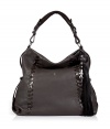 The classic hobo bag gets a luxe update with this stitch-detailed carryall from Henry Beguelin - Shoulder strap with dual buckles, slouchy shape, contrast stitching down front and back, logo charm and fringe detail, side strap detail - Pair with an elevated jeans-and-tee ensemble and platform statement heels