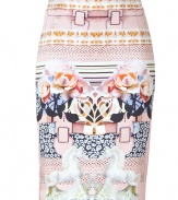 Bring instant style to your separates with this statement-making printed silk skirt from London It designer Mary Katrantzou - Classic pencil silhouette, all-over elaborate print, back slit, concealed side zip closure - Wear with a billowy blouse, a bold shoulder blazer, and platform heels