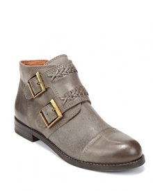 Buckle into these chic Lucky Brand booties, a hybrid of Chelsea, moto and Western styles that's in a class all by itself.