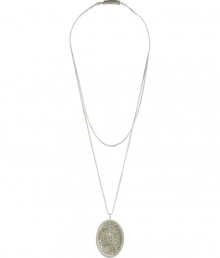 Finish your look with a shimmer of crystalline splendor with Maison Martin Margielas sparkling medallion necklace - Double layered chain - Team with monochrome tops or sensuous cocktail dresses